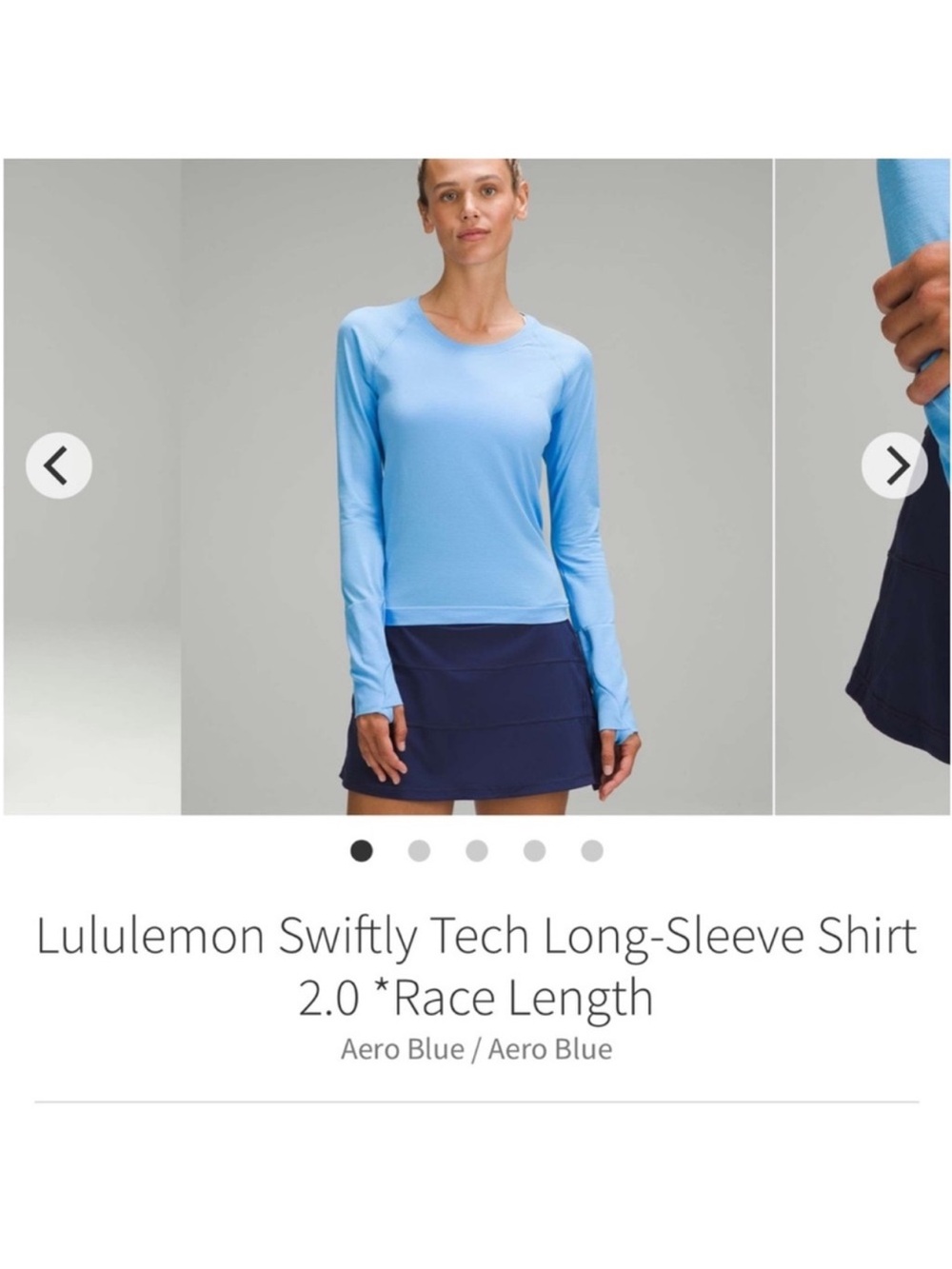 Lululemon Swiftly Tech Long Sleeve Shirt 2.0 Race length AERO BLUE Sz 10